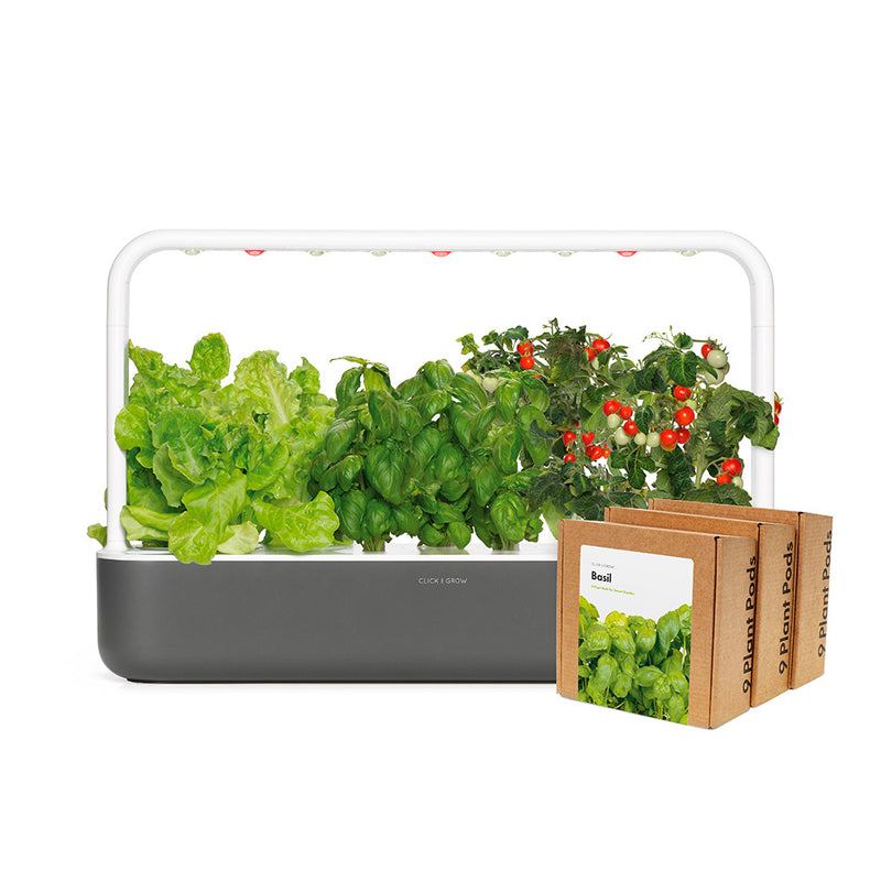 Click & Grow Smart Garden 9 Indoor Kräutergarten grau 3x Basilikum 9er-Pack