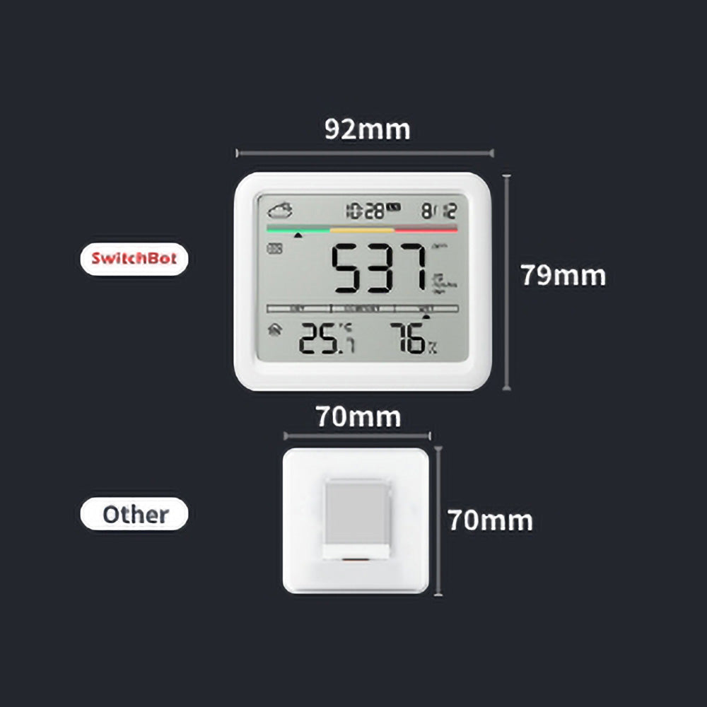 SwitchBot Meter Pro CO2 Messgerät & Wetterstation Abmessungen